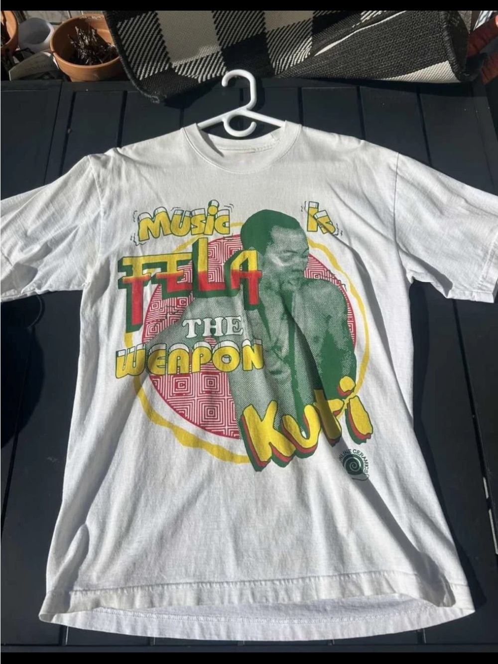 NWOT Fela Kuti 'Music Is The Weapon' Graphic band Tee - White